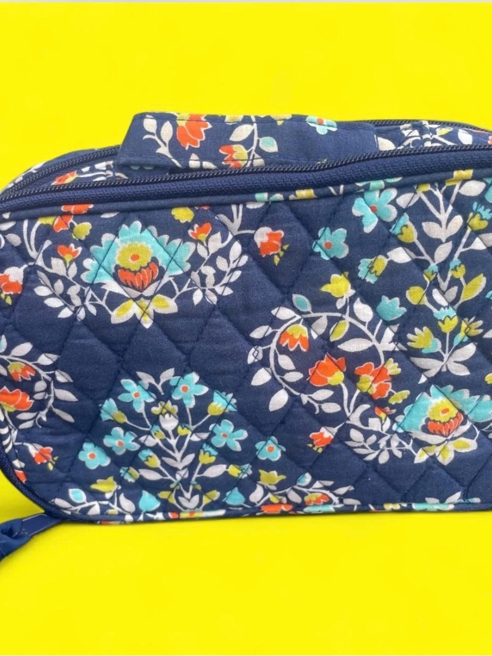Vera Bradley Chandelier Floral Navy Double Zip Cosmetic Case